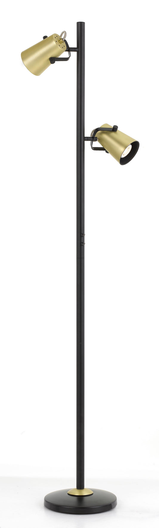 TFS FLOOR LAMP 2x6wGU10max D:90 H:1500 DLB SWITCH ON POLE - BLACK/ BRASS MATT