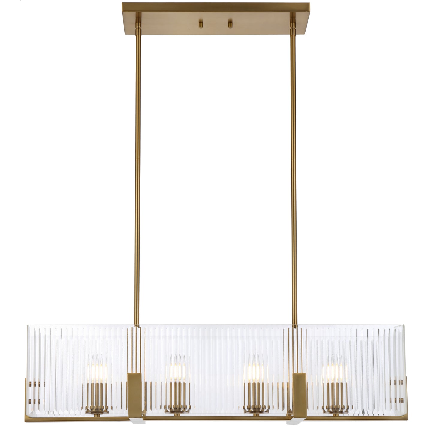 Rivaline TFS 4 LT PENDANT 4x25wE14ma L860 W180 H210 rod (2*600 +1*300) ANT GOLD /CLEAR GLASS