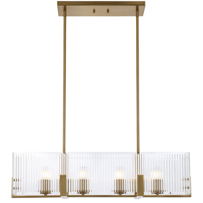 Rivaline TFS 4 LT PENDANT 4x25wE14ma L860 W180 H210 rod (2*600 +1*300) ANT GOLD /CLEAR GLASS