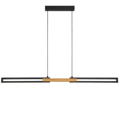 TFS 120CM LED PENDANT 28wLED 1600Lm cab.2M 3CCT WALL SWT BLACK / OAK WOOD