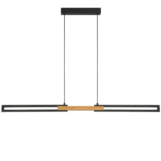 TFS 120CM LED PENDANT 28wLED 1600Lm cab.2M 3CCT WALL SWT BLACK / OAK WOOD