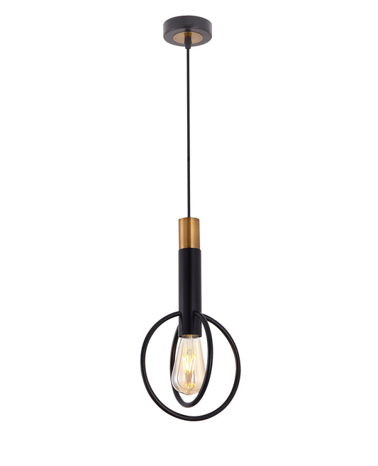 TFS 1LT PENDANT 25wE27max H:370 D:195 ANT BLACK/GOLD ROUND SHAPE CABLE:2M