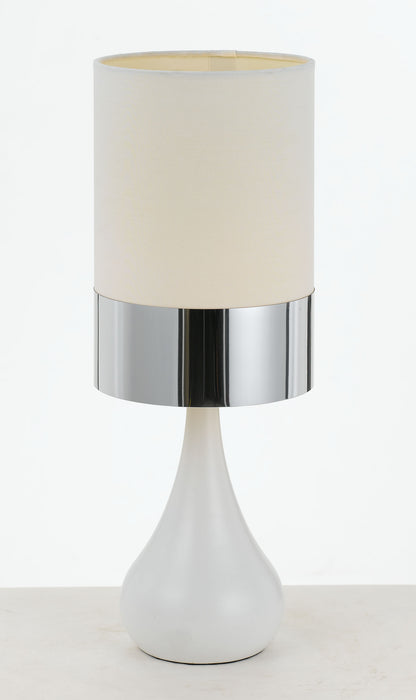 TFS CERAMIC TABLE LAMP 25wE14max D:150 H:410 WHITE/CHROME