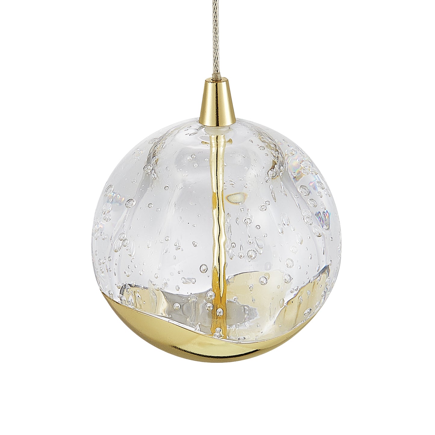 TFS 1 LT PENDANT 5wLED 3000K D:90 H:85 400Lm CAB.2m GOLD/ BUBBLE GLASS