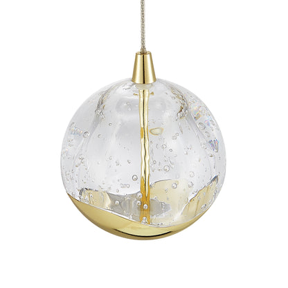 TFS 1 LT PENDANT 5wLED 3000K D:90 H:85 400Lm CAB.2m GOLD/ BUBBLE GLASS