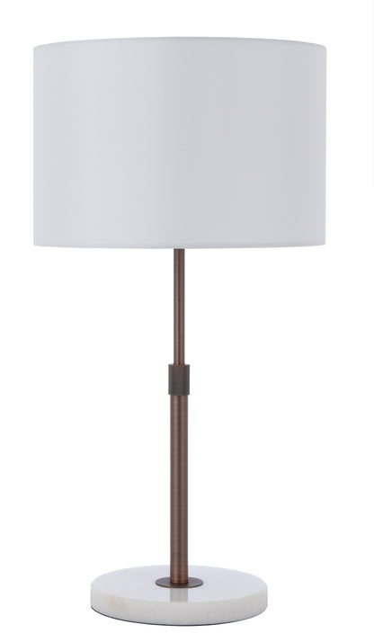 TFS TABLE LAMP 25wE27max H:550max D:300 inline switch WHITE MARBLE / BRONZE / IVORY