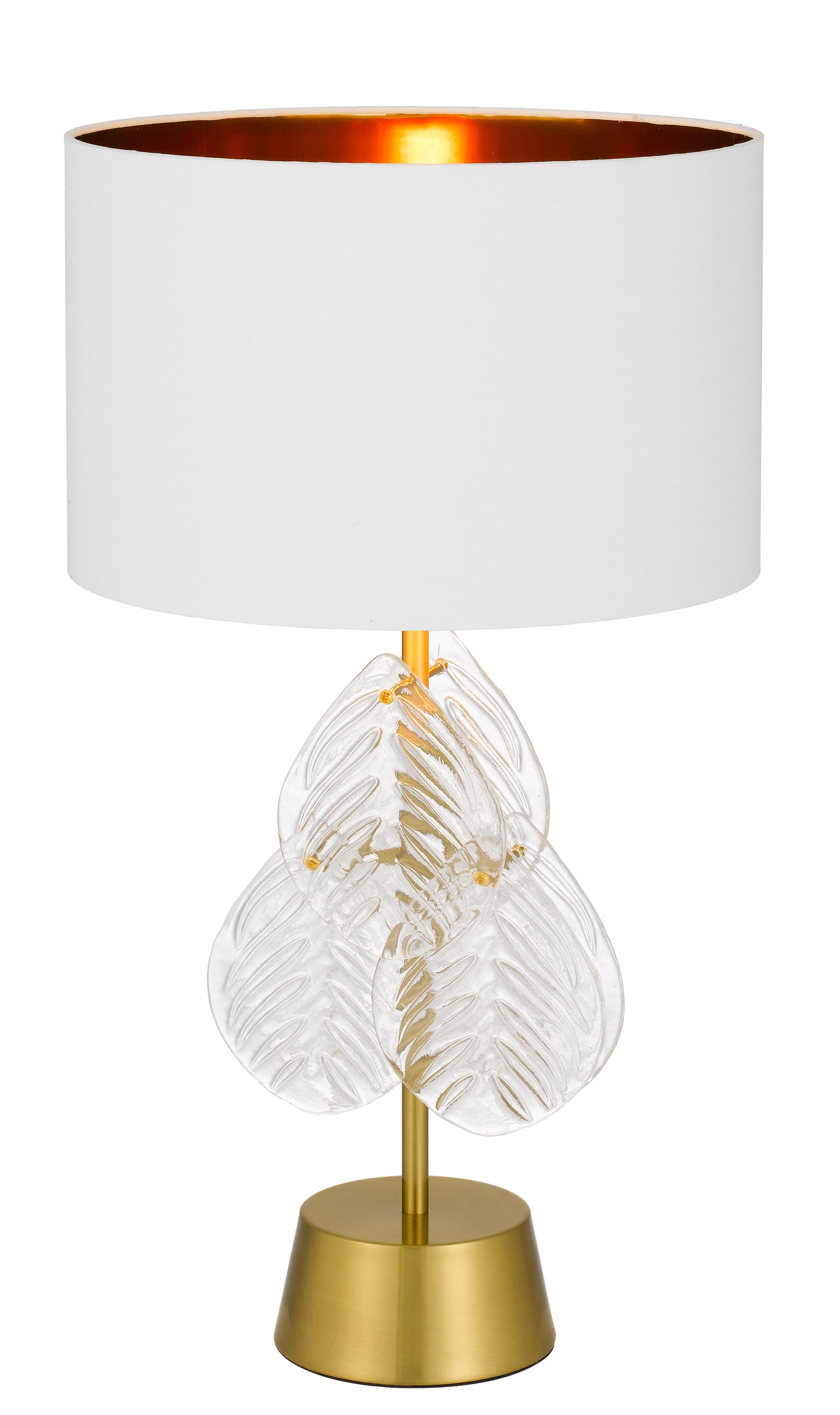 TFS TABLE LAMP 25wE27max D:380 H:700 Inline Switch GOLD / WHITE SHADE