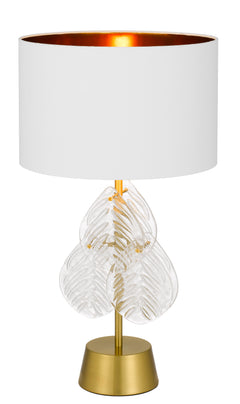 TFS TABLE LAMP 25wE27max D:380 H:700 Inline Switch GOLD / WHITE SHADE