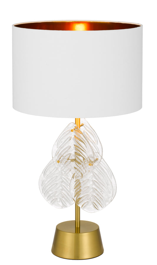 TFS TABLE LAMP 25wE27max D:380 H:700 Inline Switch GOLD / WHITE SHADE