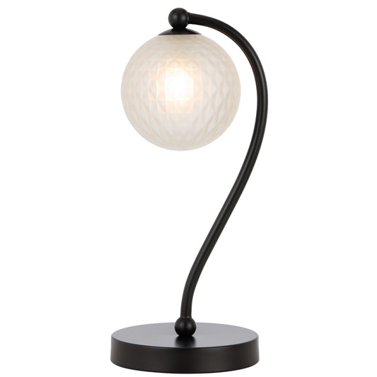 TFS TABLE LAMP 6wG9max KIT L160 W150 H350 BLACK MATT/ FROST TEAR PATTERN