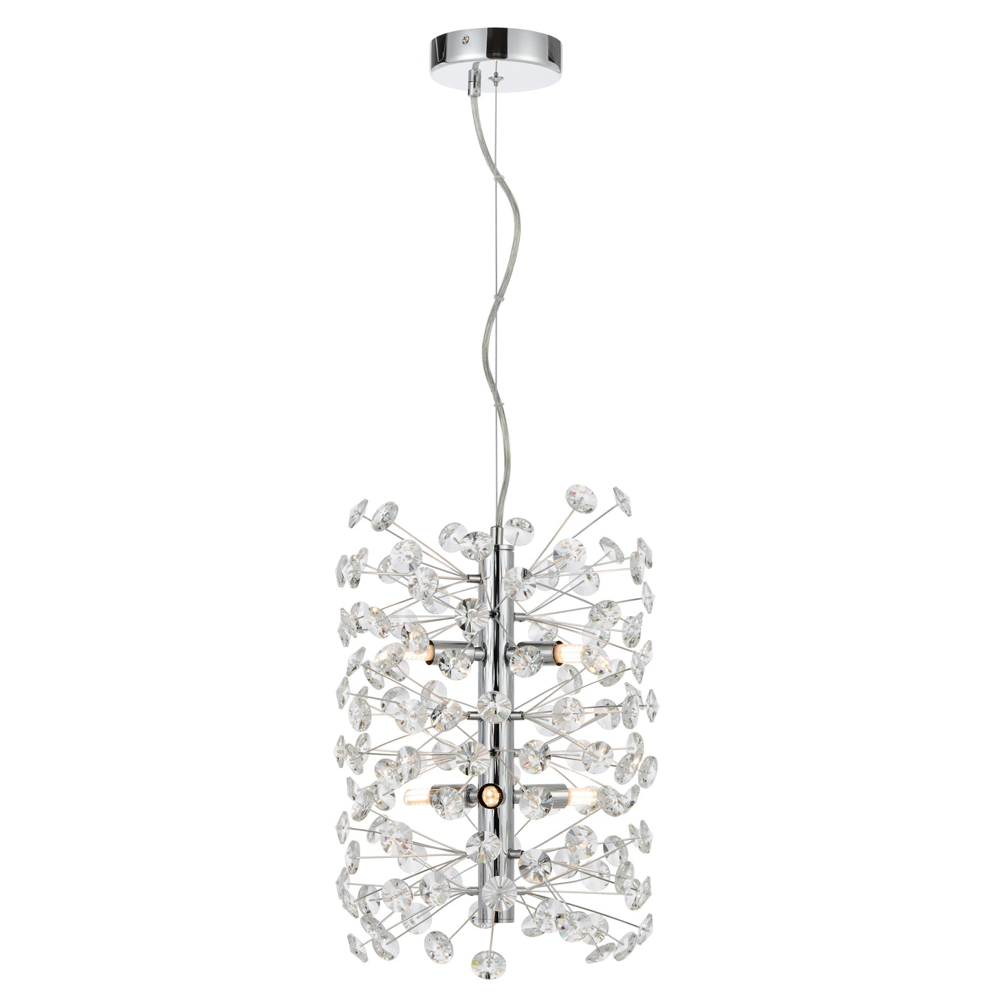 TFS 6LT VERTICAL PENDANT 6x6wG9max D300 H350 CAB.2M CRYS H130 CHROME / CLEAR