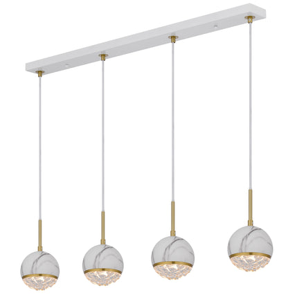 TFS 4 PENDANT 4*6wG9max not incl D110 cab:2m WHITE MARBLE LOOK / CLEAR