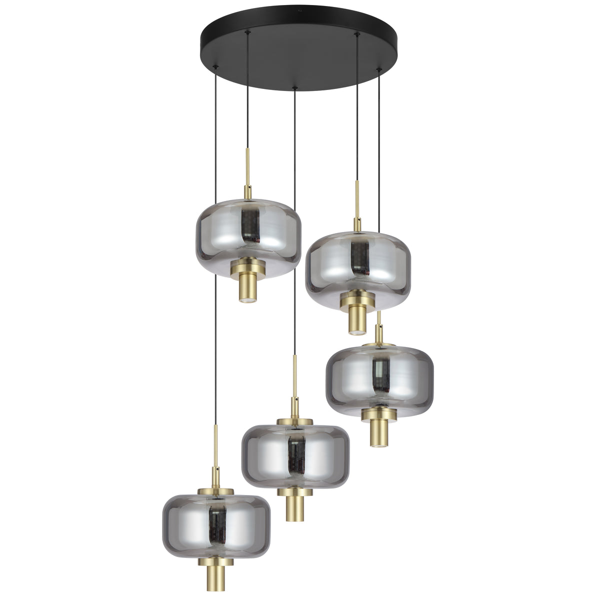 Almeria 5-Light LED Pendant – 3000K Warm White, Gold & Smoke