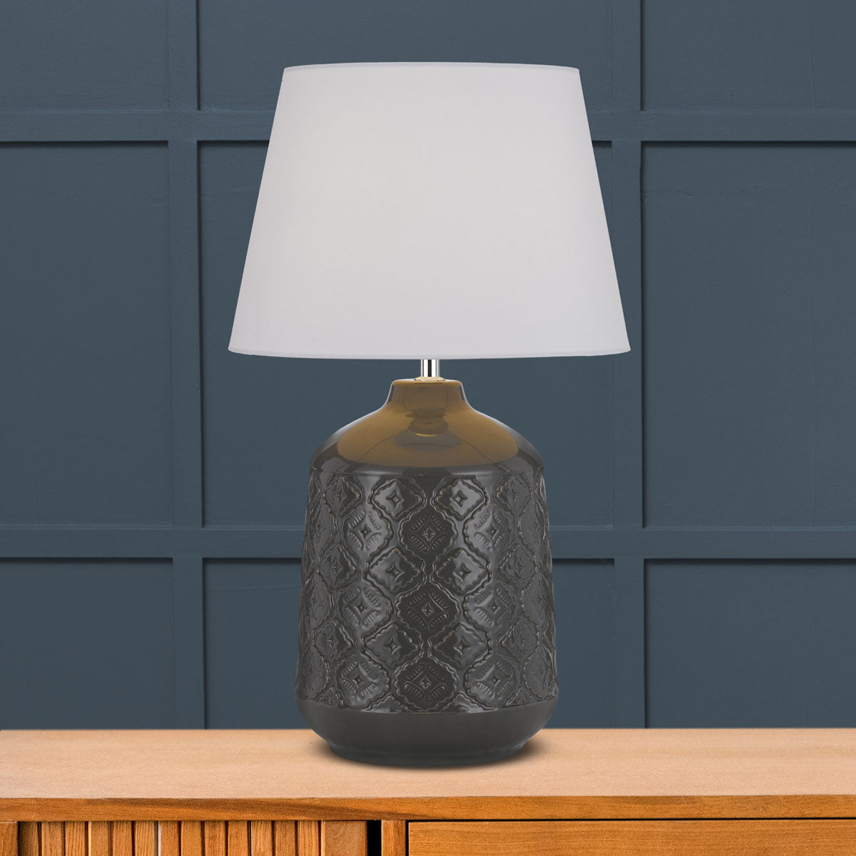 TFS CERAMIC TABLE LAMP 25wE27max H:535 D:300 GREY/WHITE