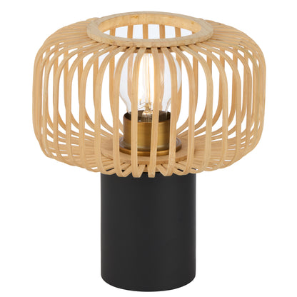TFS ROUND TABLE LAMP 25wE27max D200 H230 inline swt BLACK / NATURAL BAMBOO