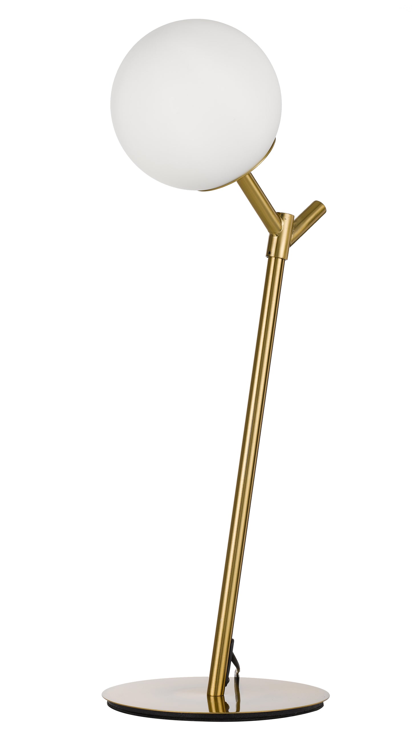 TFS TABLE LAMP 25wE27max D:150 H:570 BASE PLATE:200 Inline Switch A.GOLD/OPAL MATT
