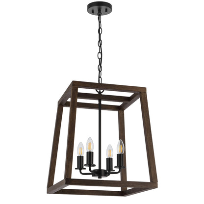TFS 4 LT PENDANT 4x25wE14 W405 L405 H524 CHAIN 2M BLACK MATT / WALNUT TIMBER