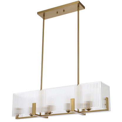 Rivaline TFS 4 LT PENDANT 4x25wE14ma L860 W180 H210 rod (2*600 +1*300) ANT GOLD /CLEAR GLASS