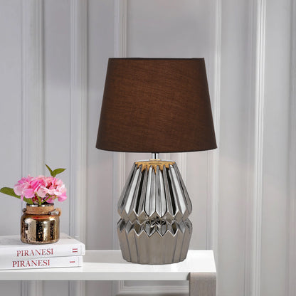 TFS CERAMIC TABLE LAMP 25wE27max H:385 D:230 CHROME/BROWN