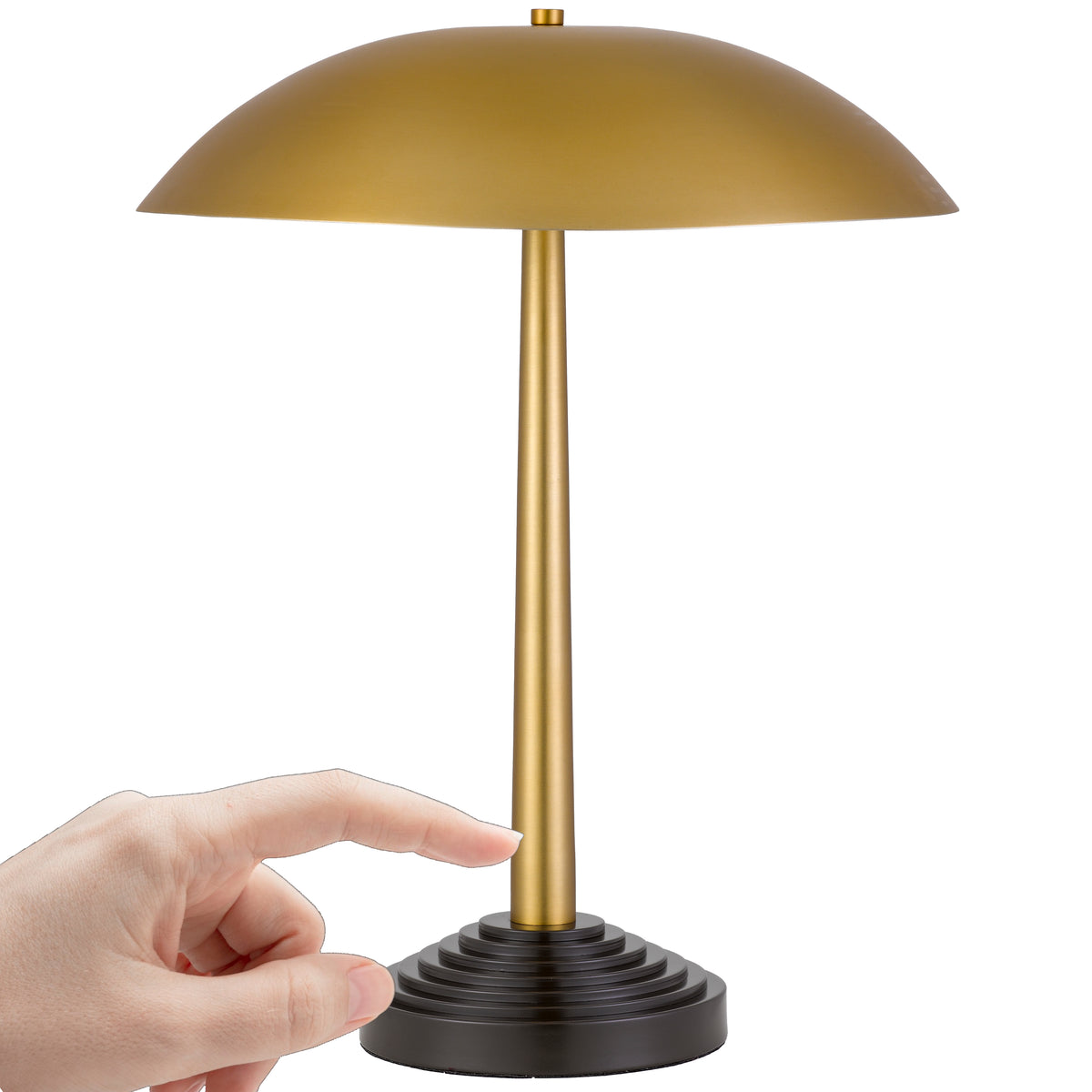 TFS TABLE LAMP 2x25wE27max D400 H500 TOUCH SWITCH ANTIQUE BRASS / DARK COFFEE
