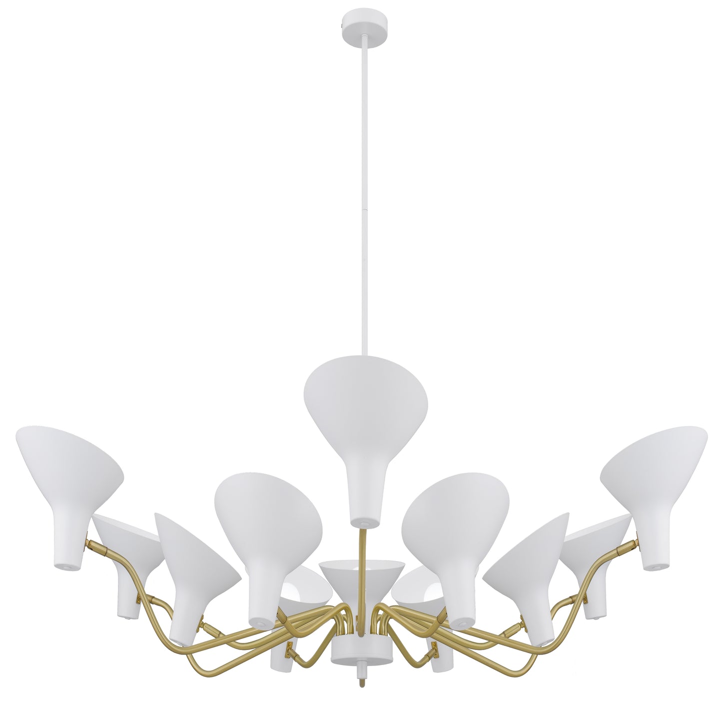 TFS 12 LIGHTS PENDANT 12x25wE27max D:1500 H:285 WHITE/BRASS MATT ROD:1.5m