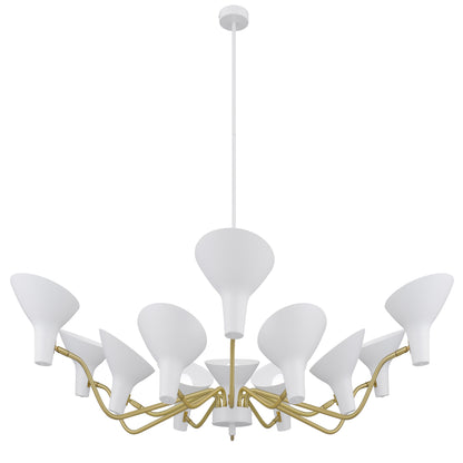TFS 12 LIGHTS PENDANT 12x25wE27max D:1500 H:285 WHITE/BRASS MATT ROD:1.5m