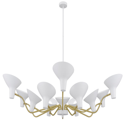 TFS 12 LIGHTS PENDANT 12x25wE27max D:1500 H:285 WHITE/BRASS MATT ROD:1.5m