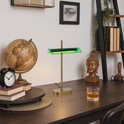 TFS TABLE LAMP 8wLED L250 H80 H400 3000K 3STEPTOUCH SWTCH DIM ANTIQUE GOLD/GREEN
