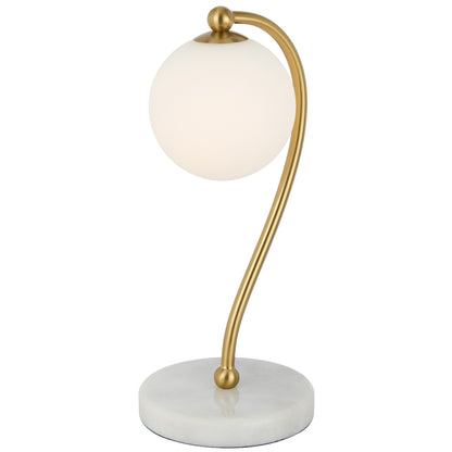TFS TABLE LAMP 6wG9max KIT L160 W150 H350 WHITE MARBLE/ ANT GOLD/ OPAL MATT