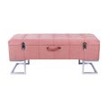 KD Storage Ottoman in Velvet Pink in silver iron base