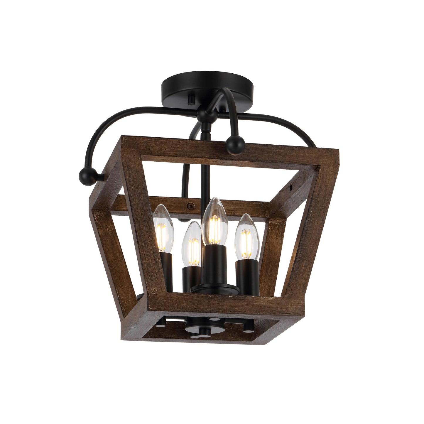 TFS 4LT PENDANT CTC 4x25wE14 D350 H340 CHAIN 2M BLACK MATT / TIMBER