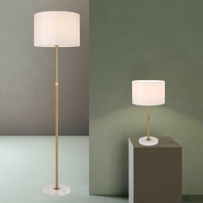 TFS TABLE LAMP 25wE27max H:550max D:300 inline switch WHITE MARBLE/ANT GOLD/IVORY