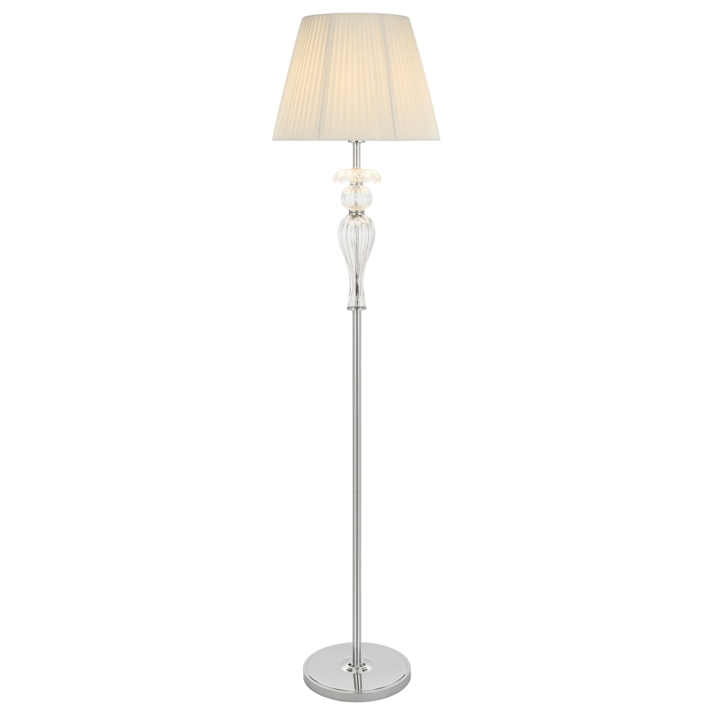 TFS FLOOR LAMP 25wE27max D400 H1650 foot swt CHROME/ CLEAR/ WHITE