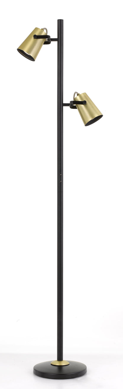 TFS FLOOR LAMP 2x6wGU10max D:90 H:1500 DLB SWITCH ON POLE - BLACK/ BRASS MATT