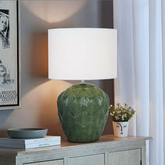TFS CERAMIC TABLE LAMP 25wE27max D:330 H:540 GREEN / WHITE