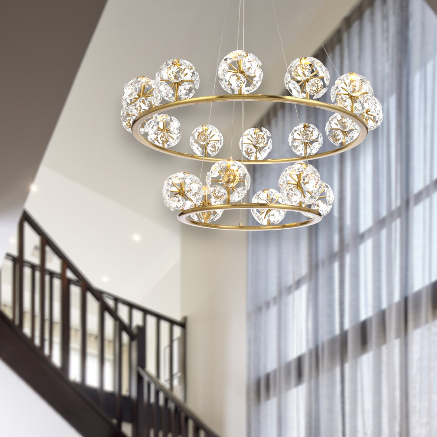 TFS 18LT PENDANT 6+12x3wLED D:900+500 1990Lm 3000K WIRE:2M NON DIM/ANT GOLD