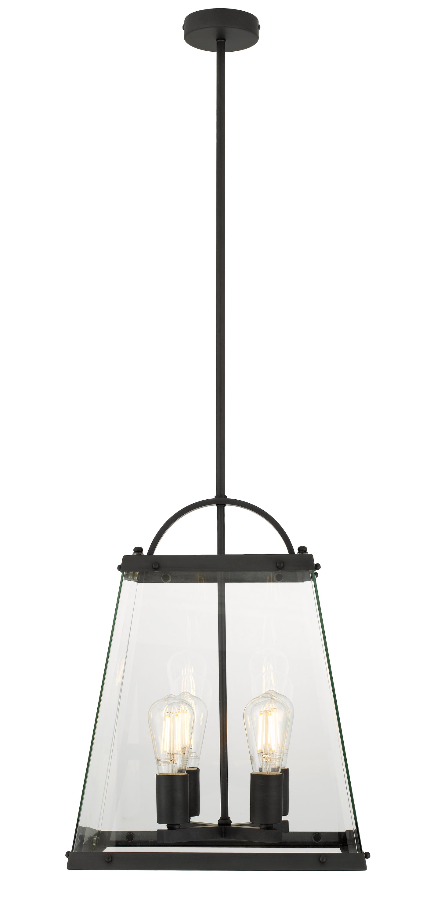 TFS 4 LIGHT SOLID BRASS PENDANT 4x25wE27max L:350H:450 BLACK / CLEAR