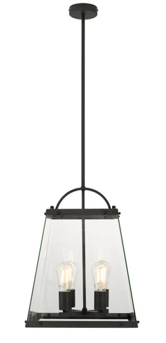 TFS 4 LIGHT SOLID BRASS PENDANT 4x25wE27max L:350H:450 BLACK / CLEAR
