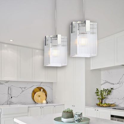 Zanomont TFS 1 LT PENDANT 25wE27max L180 W180 H250 rod (2*600+ 1*300) CHROME / CLEAR GLASS