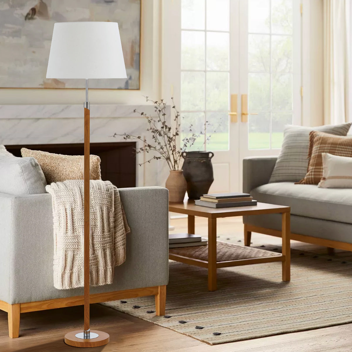 TFS FLOOR LAMP 25wE27 D:400 H:1600 TEAK PAINTED/ WHITE - LIGHT