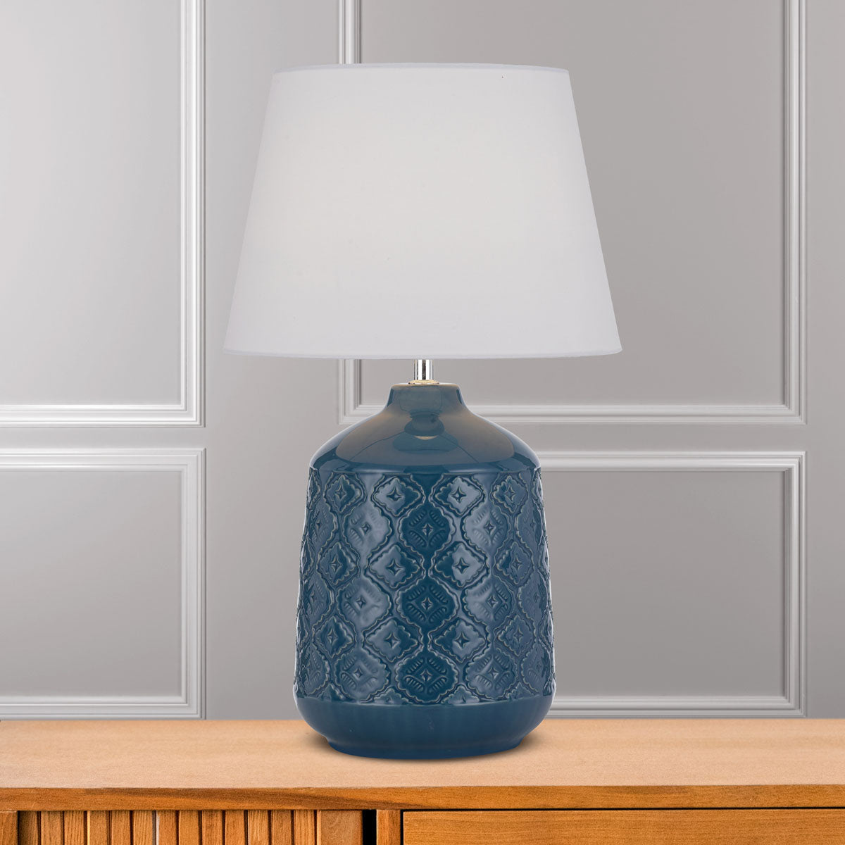 TFS CERAMIC TABLE LAMP 25wE27max H:535 D:300 BLUE/WHITE