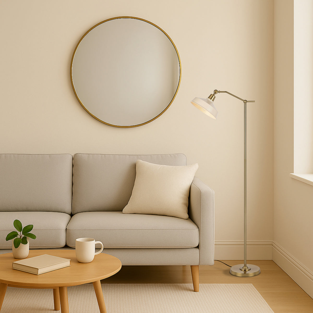 TFS FLOOR LAMP 25wE27max L440 W250 H1500 FOOT SWTCH ANT GOLD/BEIGE 9001