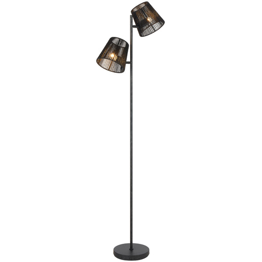 Potenza TFS FLOOR LAMP 2x25wE27max L480 W230 H1550 foot swt GUN METAL / BLACK STRING