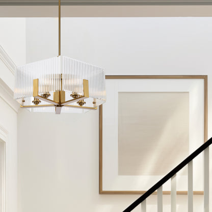 Terashade TFS 5 LT PENDANT 5x25wE14ma L560 W560 H210 rod (2*600+ 1*300) ANT GOLD / CLEAR GLASS
