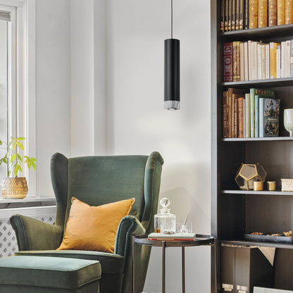 TFS PENDANT 5wGU10LED dim D:120 H:500 2.0cab BLACK/BLACK/MARBLE-3000K 500Lm