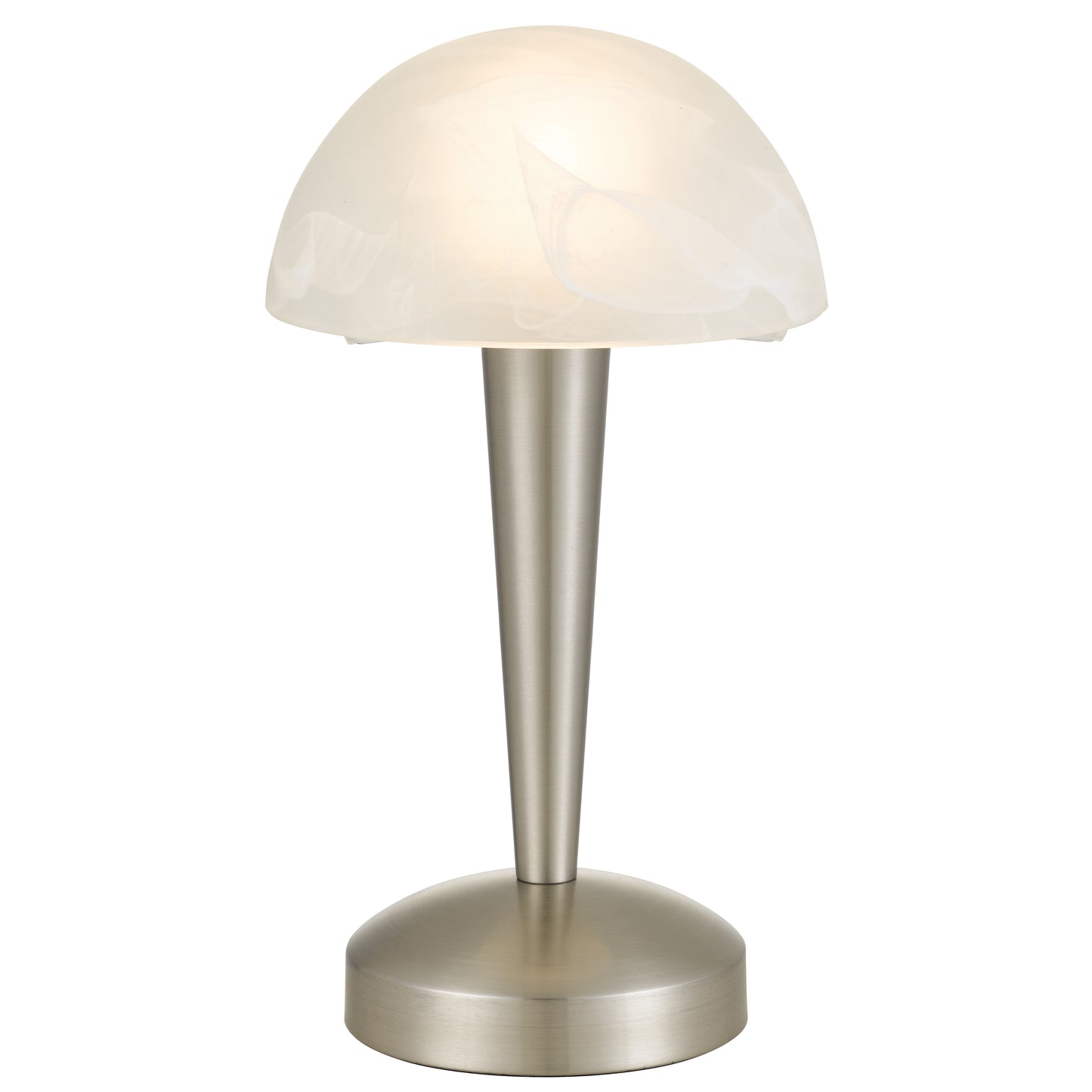 TFS TOUCH TABLE LAMP 5wE14 3000K D150 H265 NON-DIM NICKEL MATT/ ALABASTRO