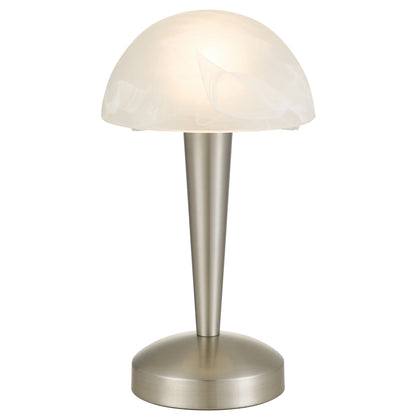 TFS TOUCH TABLE LAMP 5wE14 3000K D150 H265 NON-DIM NICKEL MATT/ ALABASTRO