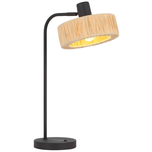 TFS TABLE LAMP 25wE27max L310 W200 H500 inline swt BLACK / NATURAL RAFFIA