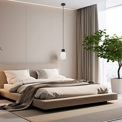 TFS 14 PENDANT 25wE27max D:140 H:205 TEX:2m BLACK MATT/OPAL MATT