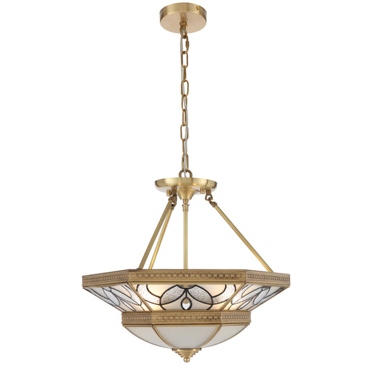 Vitawood TFS PE CTC 4x25wE27max D:500 H:208 chain:2M BRASS/FROST GLASS